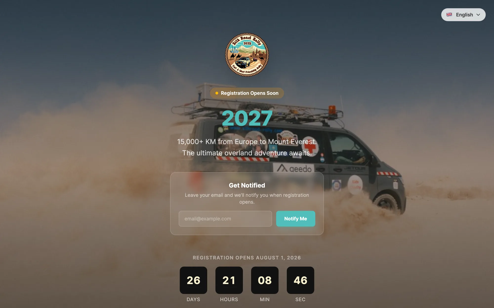 Registrierung mit Countdown und »Get Notified«: aus Begeisterung wird ein konkreter nächster Schritt.