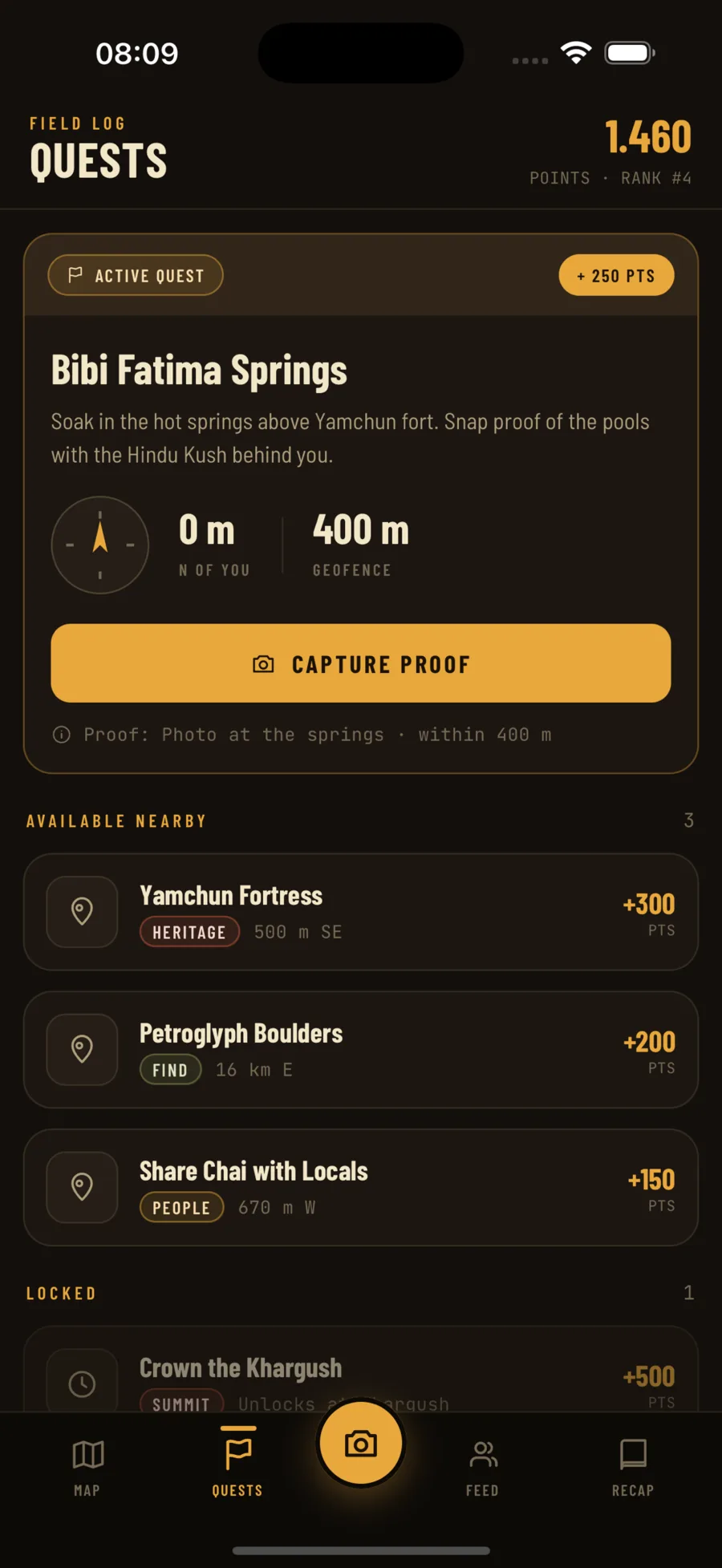 Geofence-Quests mit Foto-Nachweis & Punkten