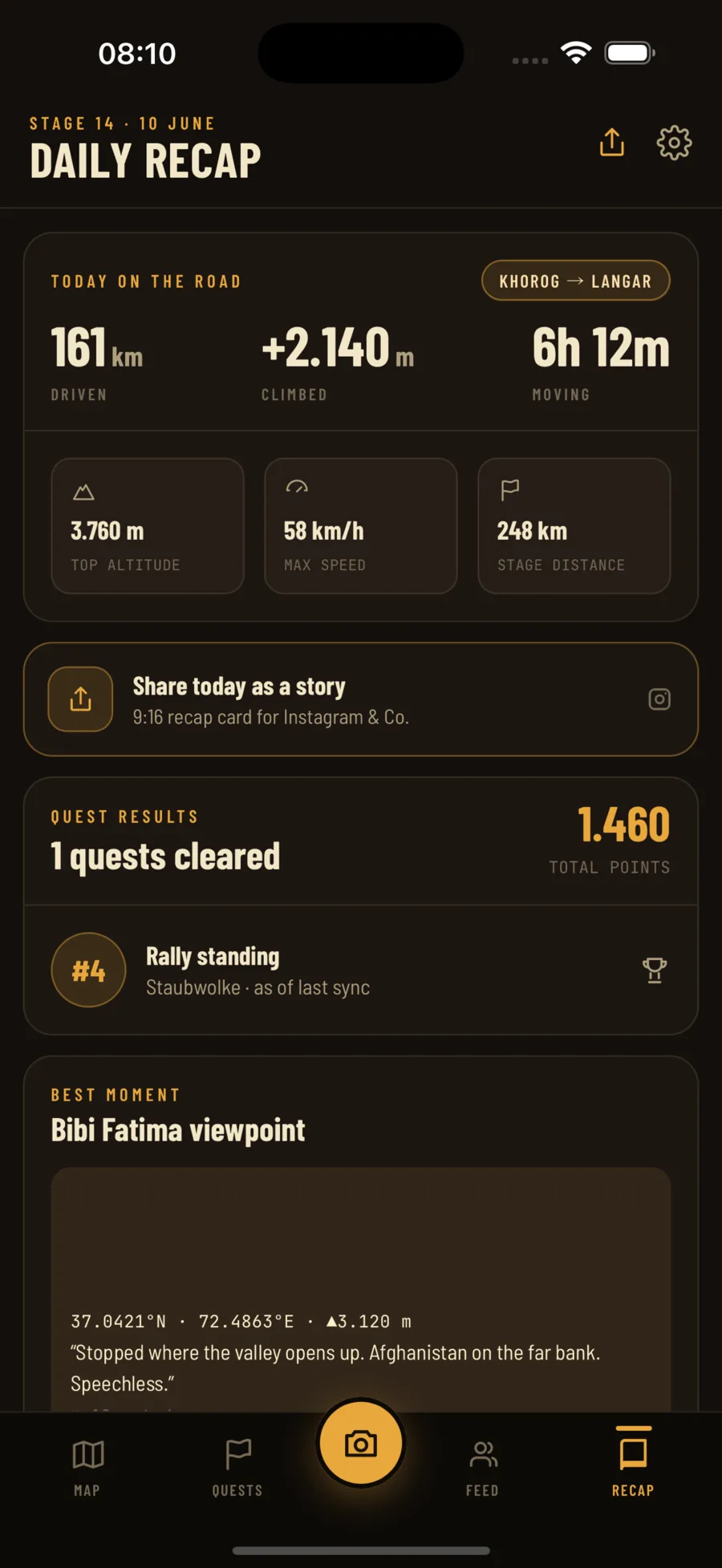 Täglicher Recap mit Story-Export