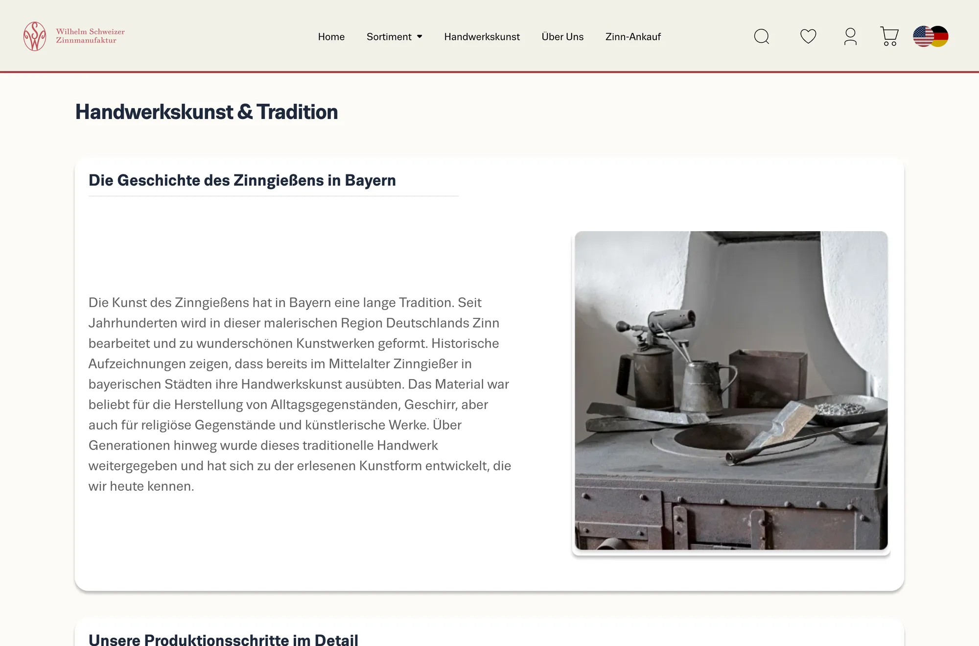 »Handwerkskunst & Tradition«: Storytelling zur Geschichte des Zinngießens